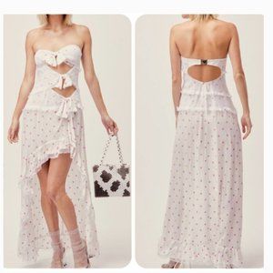 For Love And Lemons White Asymmetrical Strapless Sundress
